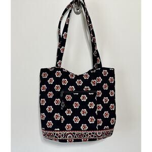 Vera Bradley Pirouette Tote Shoulder Handbag Pirouette Black With Flowers Floral